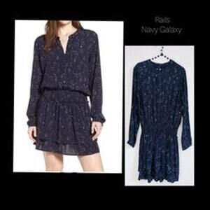 Rails Juliette navy galaxy blue long sleeve size medium 80s 90s shirred vintage